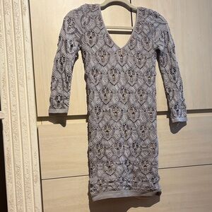 bebe Gray Long Sleeve Lace Dress